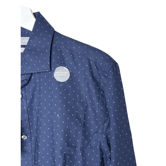Michael Kors Men’s Slim Fit Blue Pattern Button Down Shirt Size Large - Picture 6 of 7